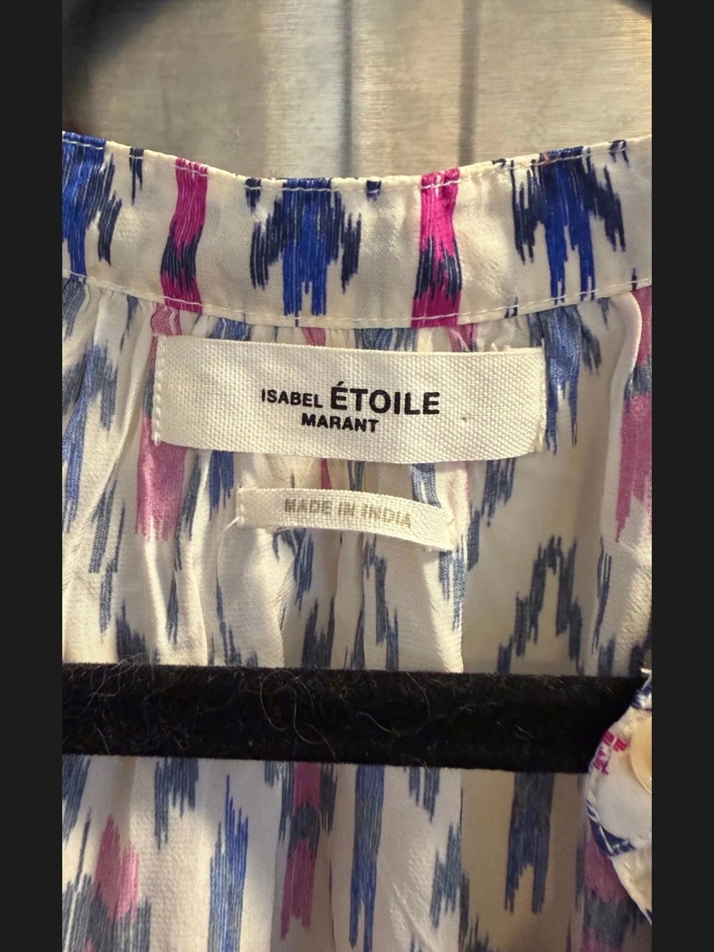 Isabel Marant Étoile White Dress with Blue and Pink Brushstroke Print
